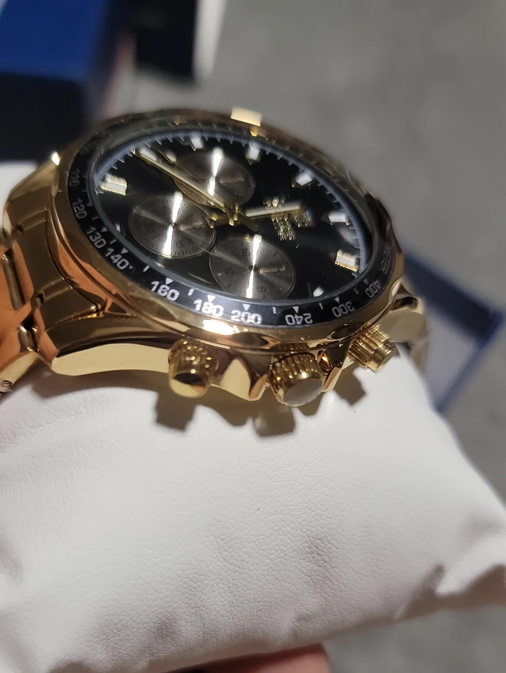 New⌚️Montres Prestige Gold-tone Chronograph Style 45mm Watch Black Dial MPW-0352